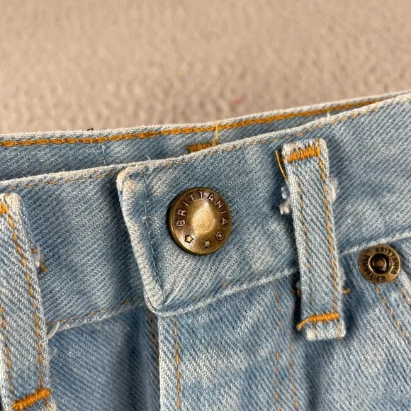 Vintage 70s Brittania High Rise Jeans Size 14 Slim Butterfly Embroidered Pocket - Picture 7 of 16
